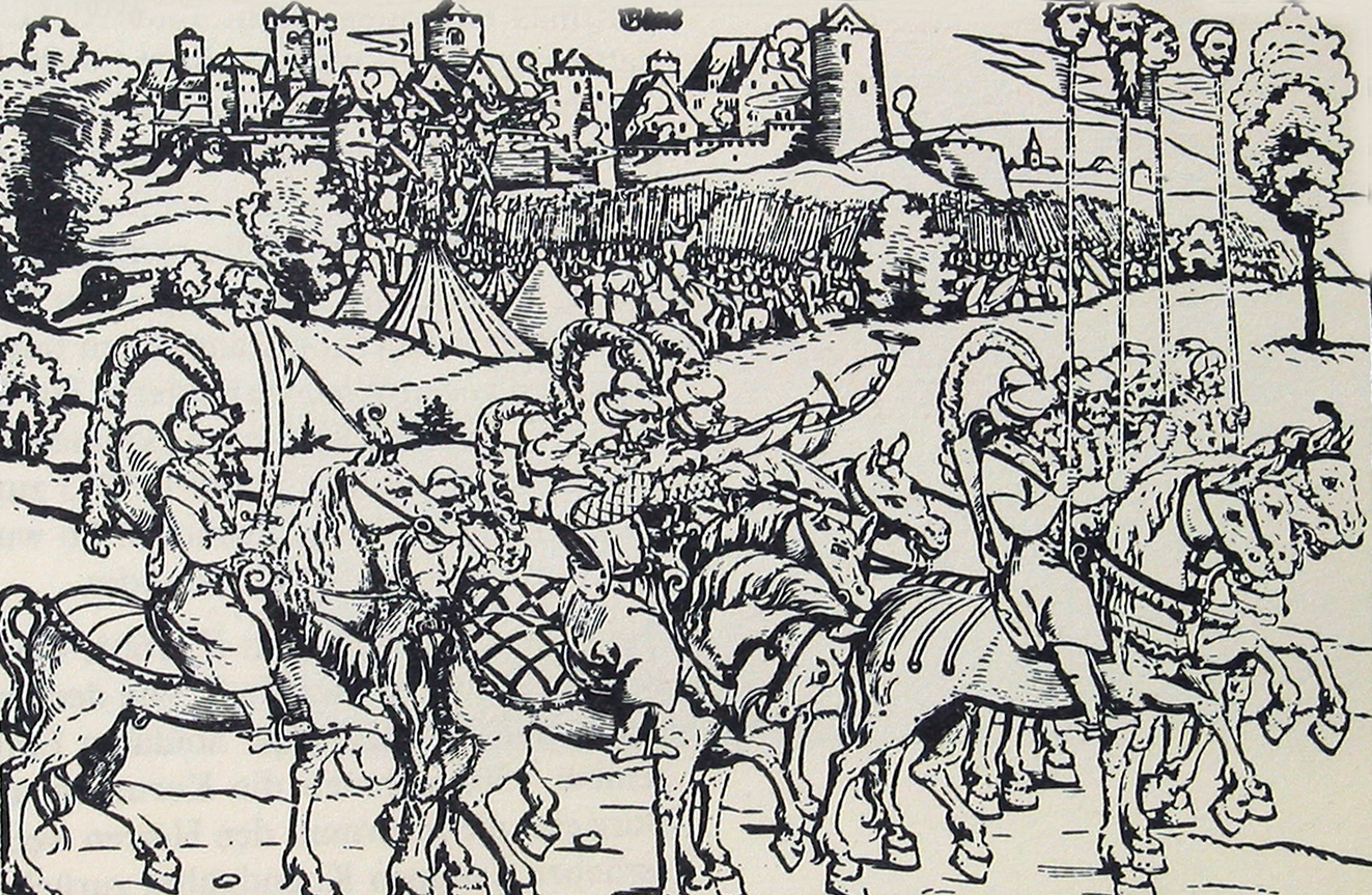 Das durch die Osmanen belagerte Guens Ausschnitt eines Kupferstichs von Eduard Schoen